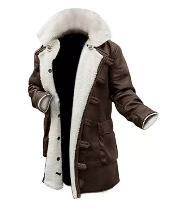 Brown Bane Men's Sherpa Coat - Real Leather Swedish Winter Coat