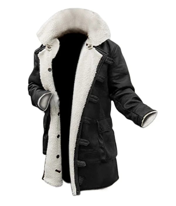 Men's Bane Black Sherpa Leather Coat - Winter Outerwear
