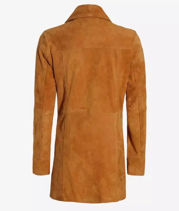 Womens 3/4 Length Brown Suede Coat - Image 6